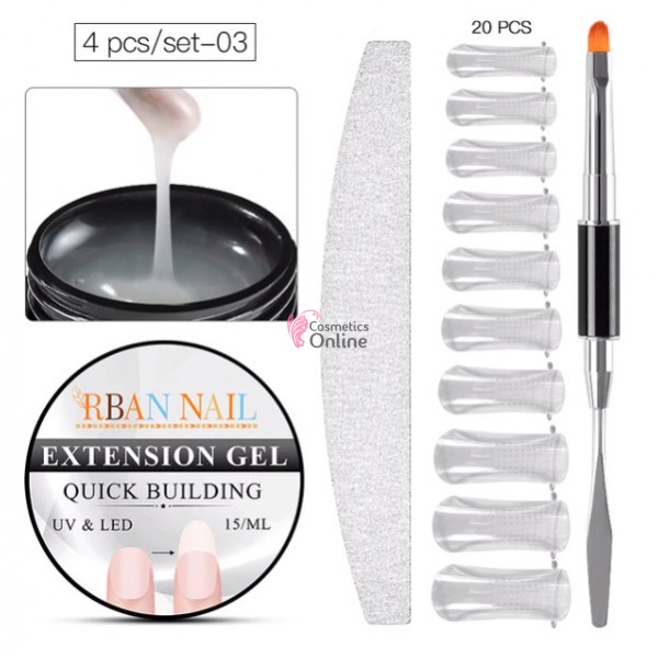 Kit pentru extensii unghii false cu Gel UV / LED RBAN NAIL - 5718 Transparent